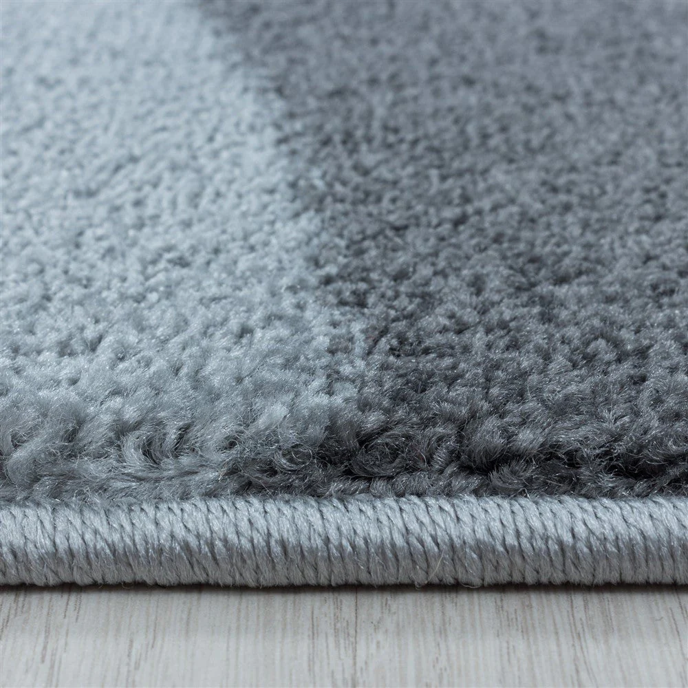 Wohnzimmerteppich Kurzflor Teppich Design Zipcode Muster Abstrakt Grau - Image 4