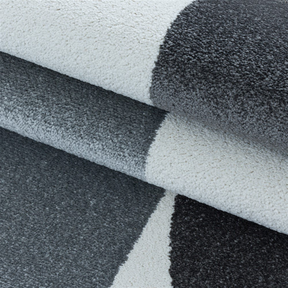 Wohnzimmerteppich Kurzflor Teppich Design Zipcode Muster Abstrakt Grau - Image 6