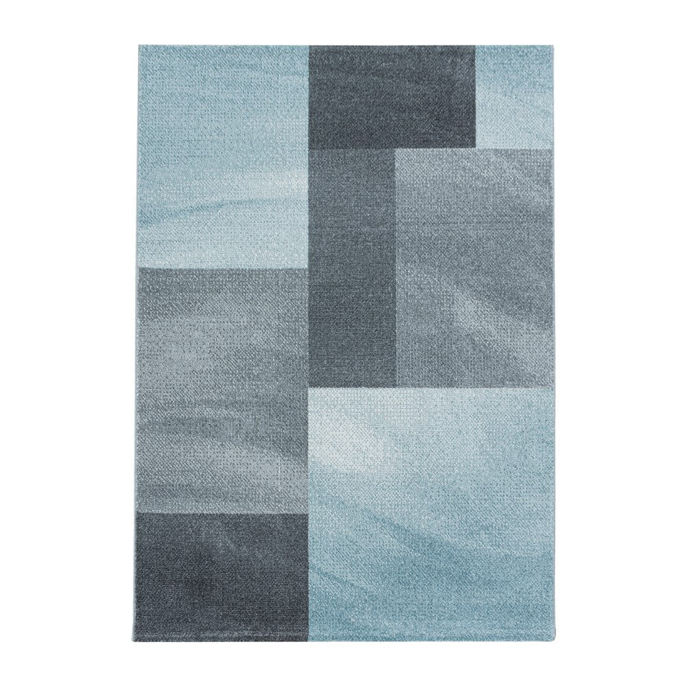 Wohnzimmerteppich Kurzflor Teppich Design Zipcode Muster Rechteck Blau - Image 2