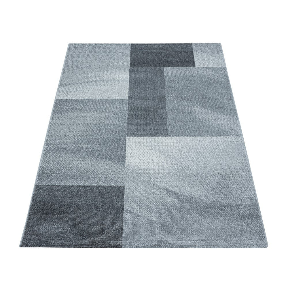 Wohnzimmerteppich Kurzflor Teppich Design Zipcode Muster Rechteck Grau - Image 4
