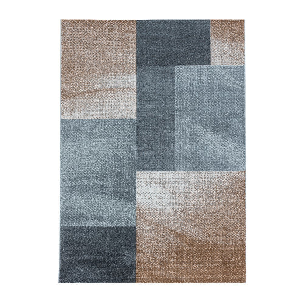 Wohnzimmerteppich Kurzflor Teppich Design Zipcode Muster Rechteck Kupfer - Image 2
