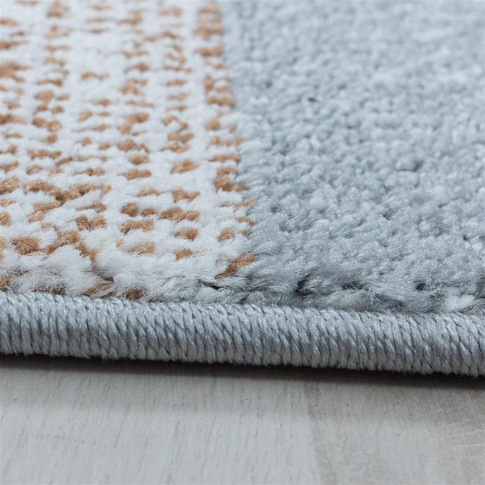 Wohnzimmerteppich Kurzflor Teppich Design Zipcode Muster Rechteck Kupfer - Image 4