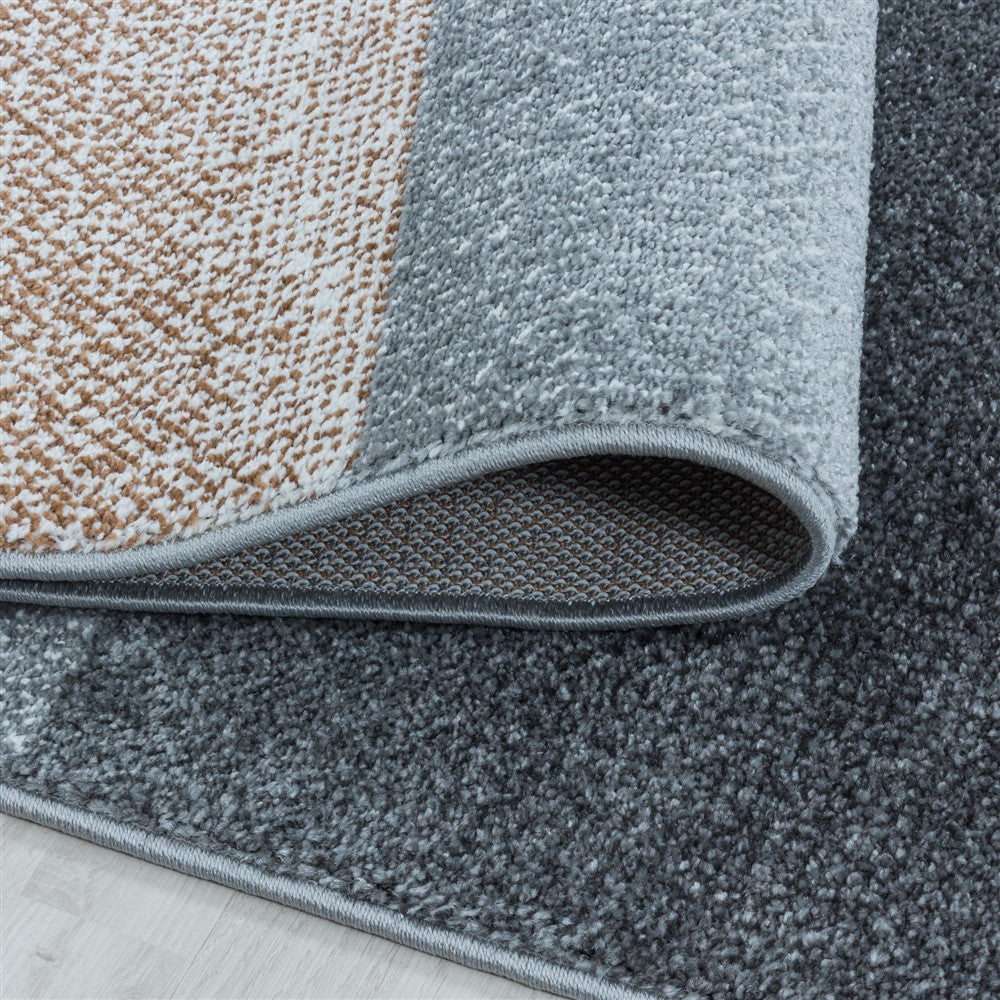 Wohnzimmerteppich Kurzflor Teppich Design Zipcode Muster Rechteck Kupfer - Image 5
