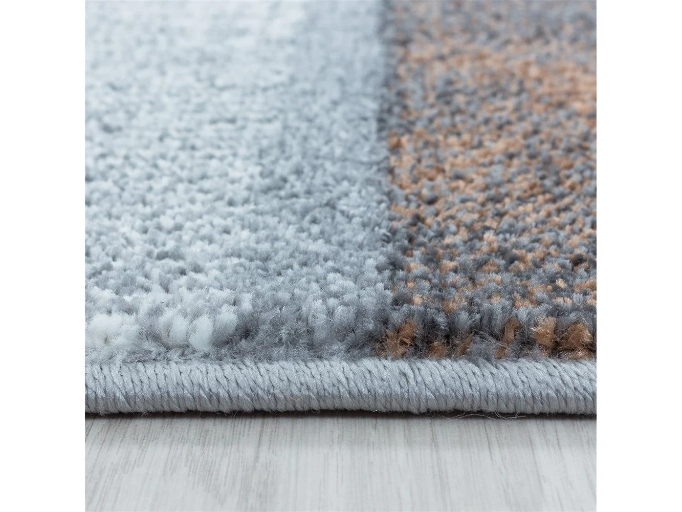 Wohnzimmerteppich Kurzflor Teppich Farbe Terra Quadrat Muster Marmoriert Weich - Image 5