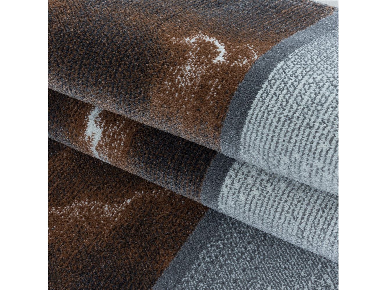 Wohnzimmerteppich Kurzflor Teppich Farbe Terra Quadrat Muster Marmoriert Weich - Image 6