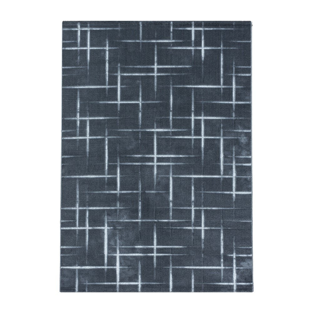 Wohnzimmerteppich Kurzflor Teppich Gitter Design Muster Soft Flor Grau - Image 2
