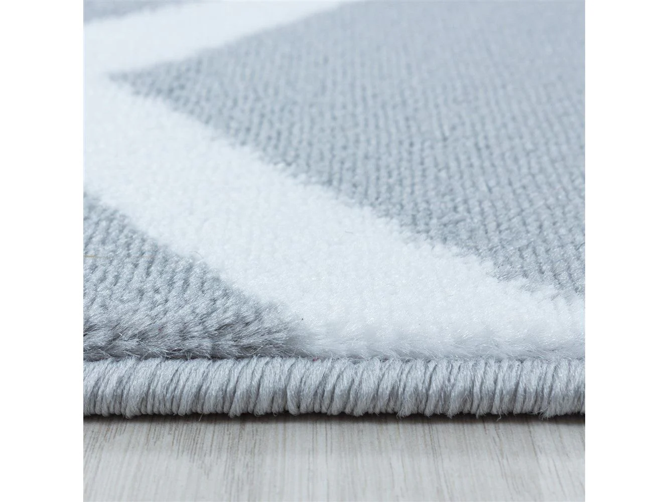 Wohnzimmerteppich Kurzflor Teppich Gitter Design Soft Flor Grau - Image 5