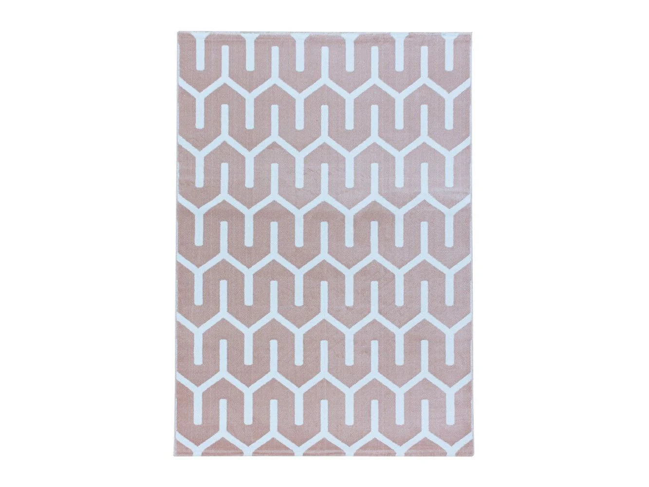 Wohnzimmerteppich Kurzflor Teppich Gitter Design Soft Flor Pink - Image 2