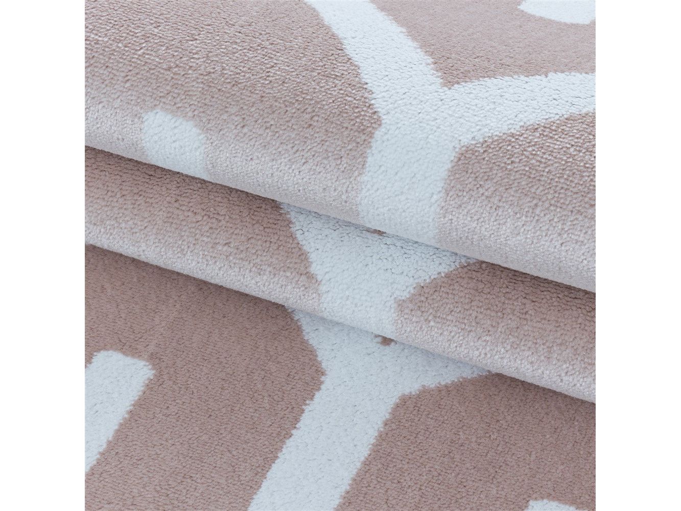 Wohnzimmerteppich Kurzflor Teppich Gitter Design Soft Flor Pink - Image 6