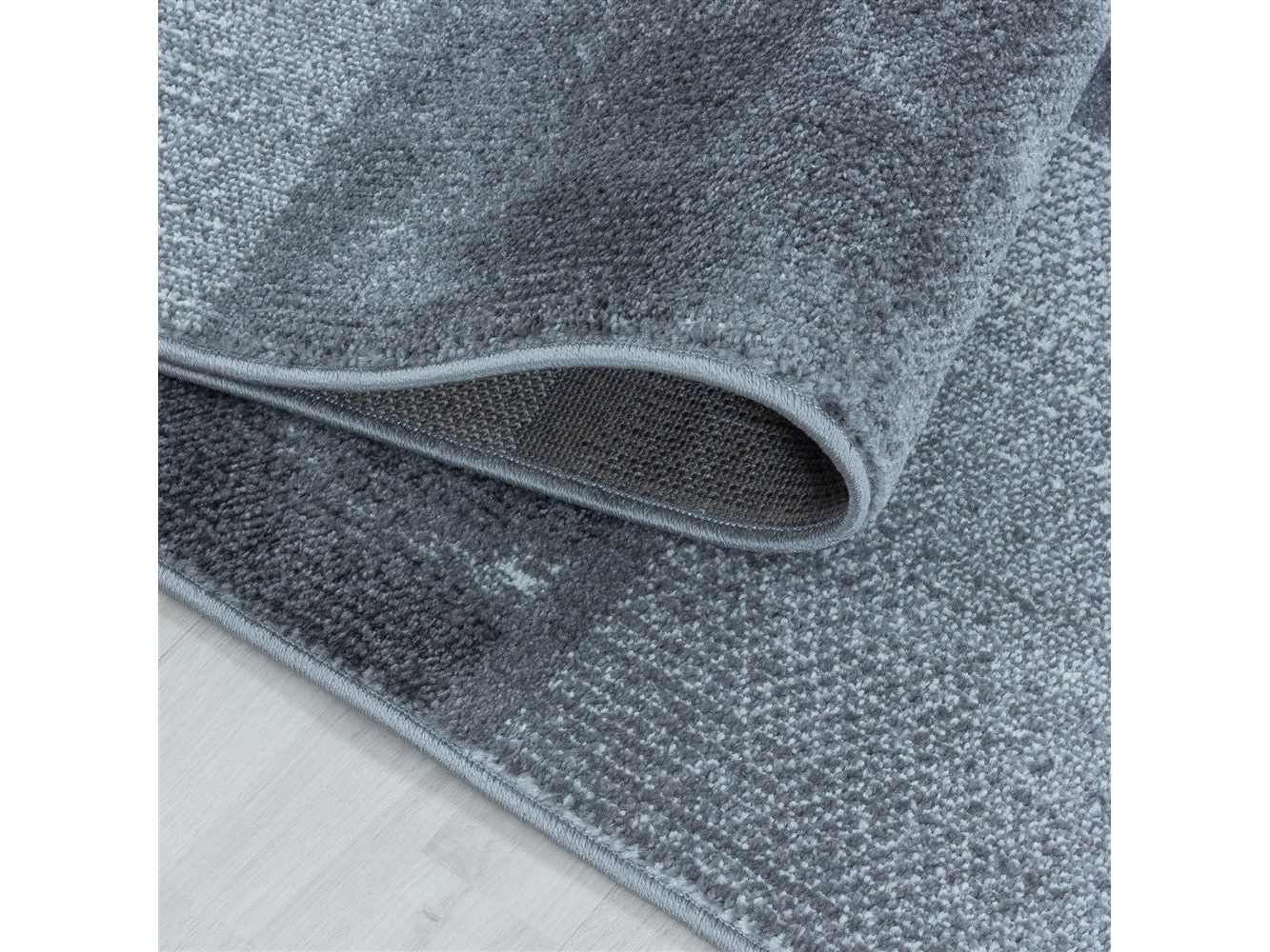 Wohnzimmerteppich Kurzflor Teppich Grau Hellgrau Quadrat Muster Marmoriert Weich - Image 4