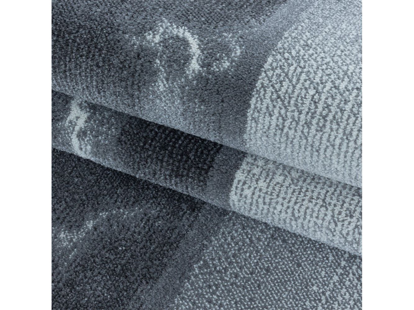 Wohnzimmerteppich Kurzflor Teppich Grau Hellgrau Quadrat Muster Marmoriert Weich - Image 6