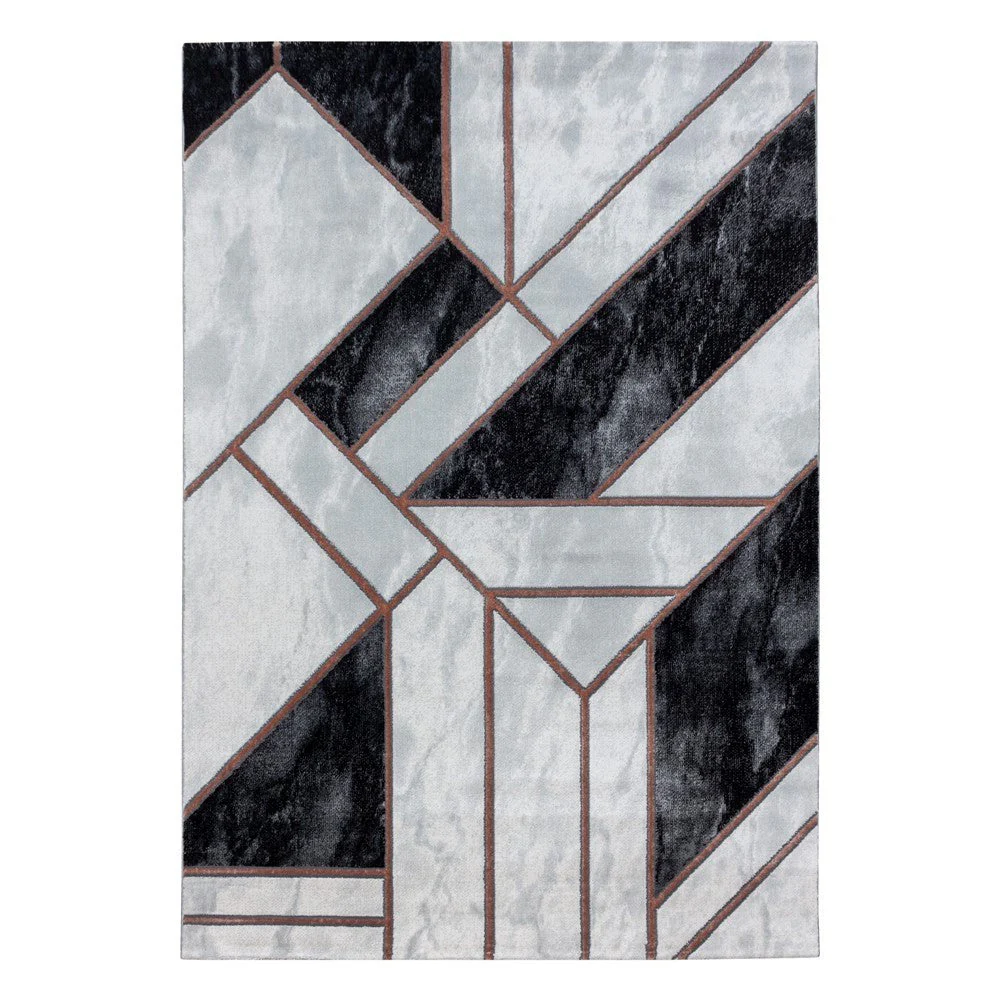 Wohnzimmerteppich Kurzflor Teppich Marmor Design Abstrakt Linien Bronze - Image 2