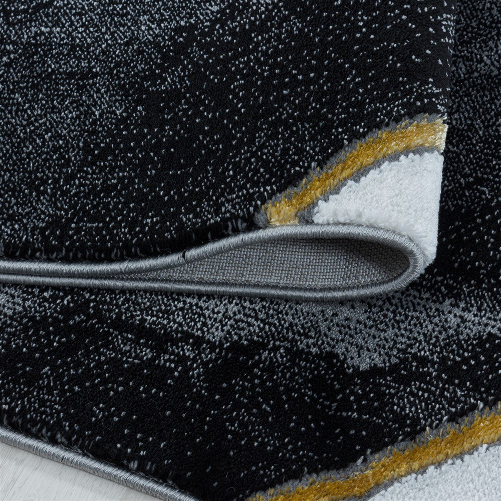 Wohnzimmerteppich Kurzflor Teppich Marmor Design Abstrakt Linien Gold - Image 4
