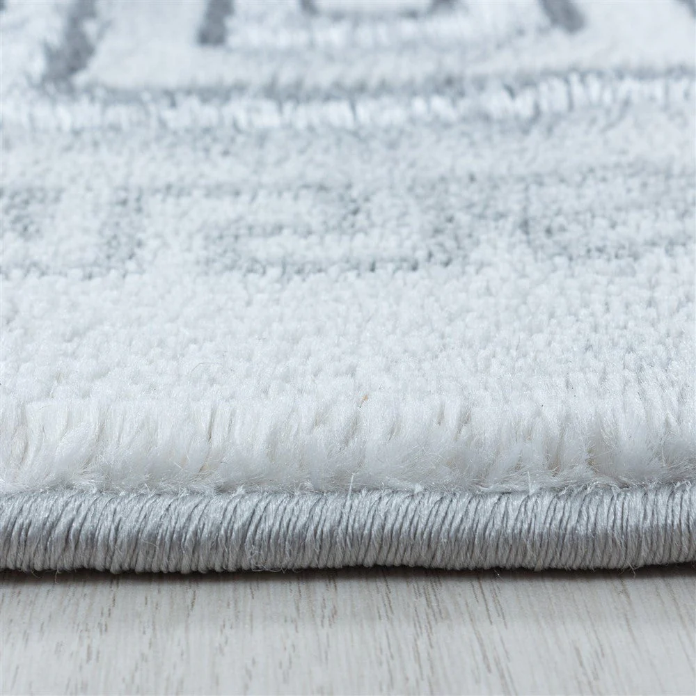 Wohnzimmerteppich Kurzflor Teppich Marmor Design Bordüre Antik Silber - Image 4