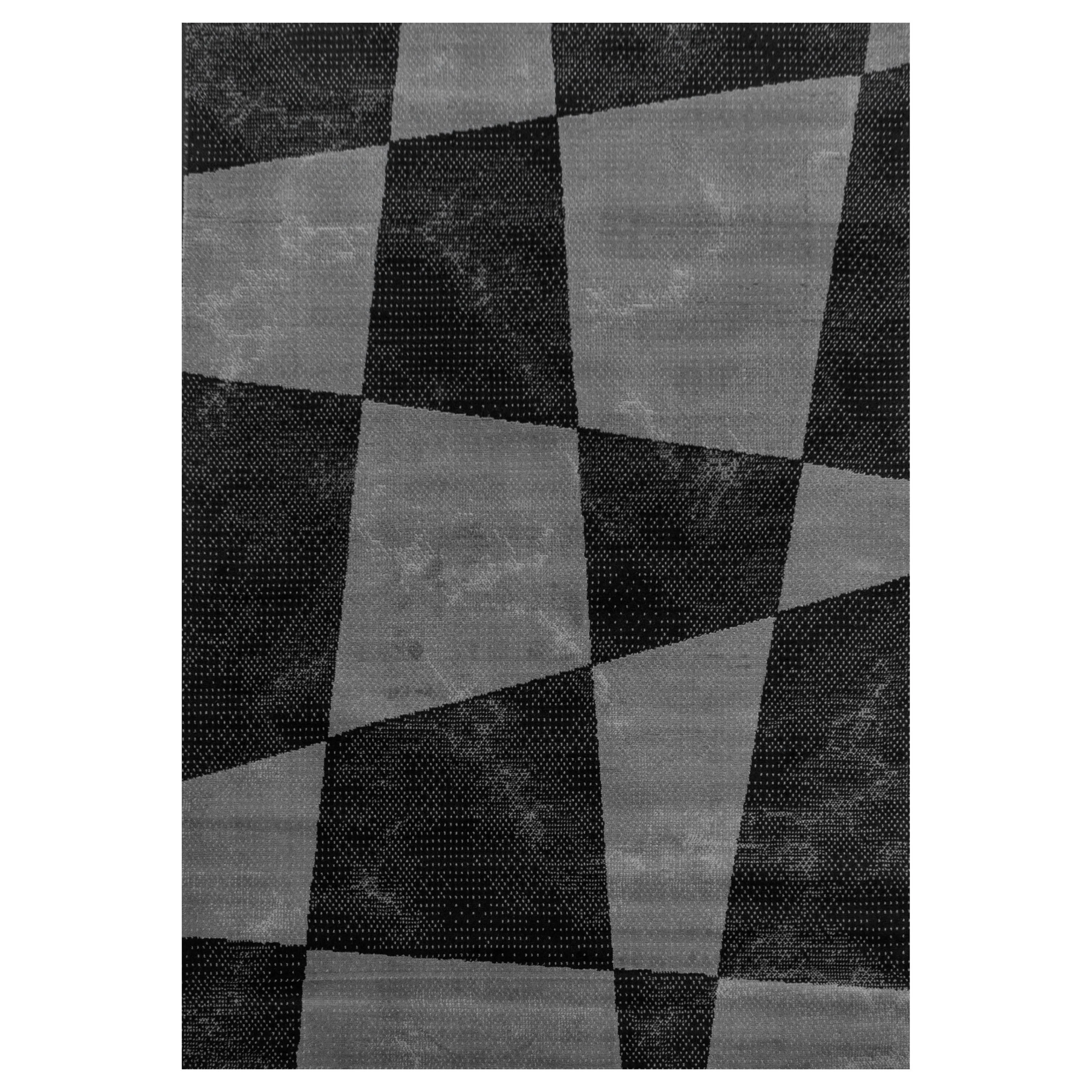 Wohnzimmerteppich Kurzflor Teppich Modernes Formen Muster Flor Weich Schwarz - Image 2