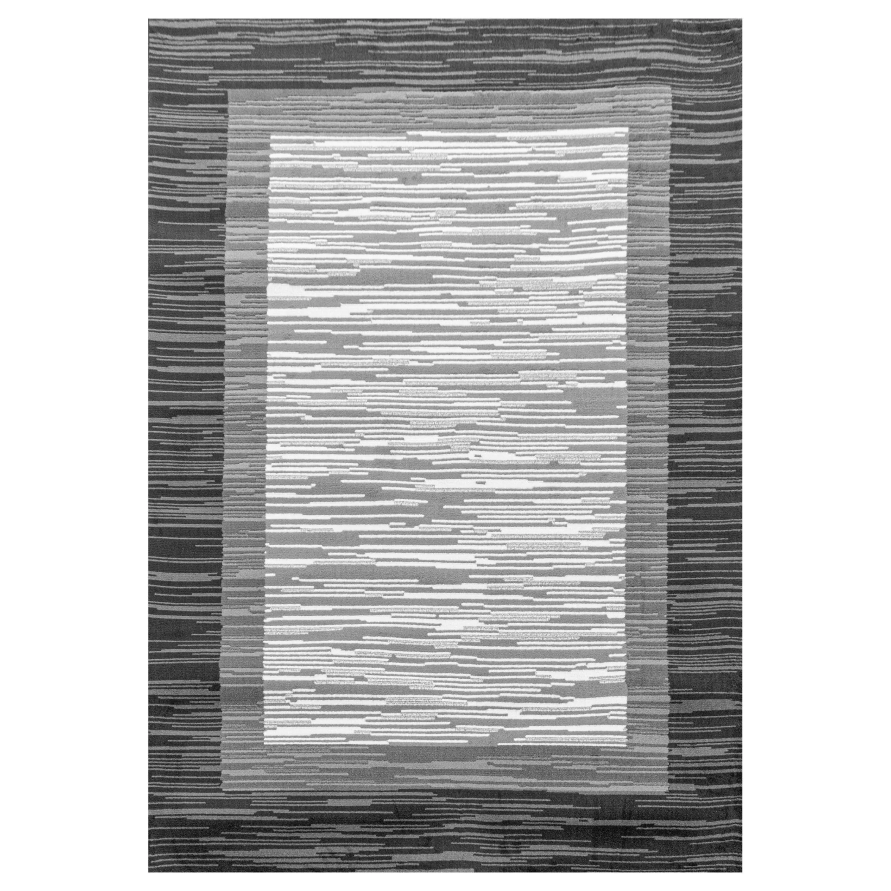 Wohnzimmerteppich Kurzflor Teppich Modernes Muster mit Bordüre Flor Weich Grau - Image 2