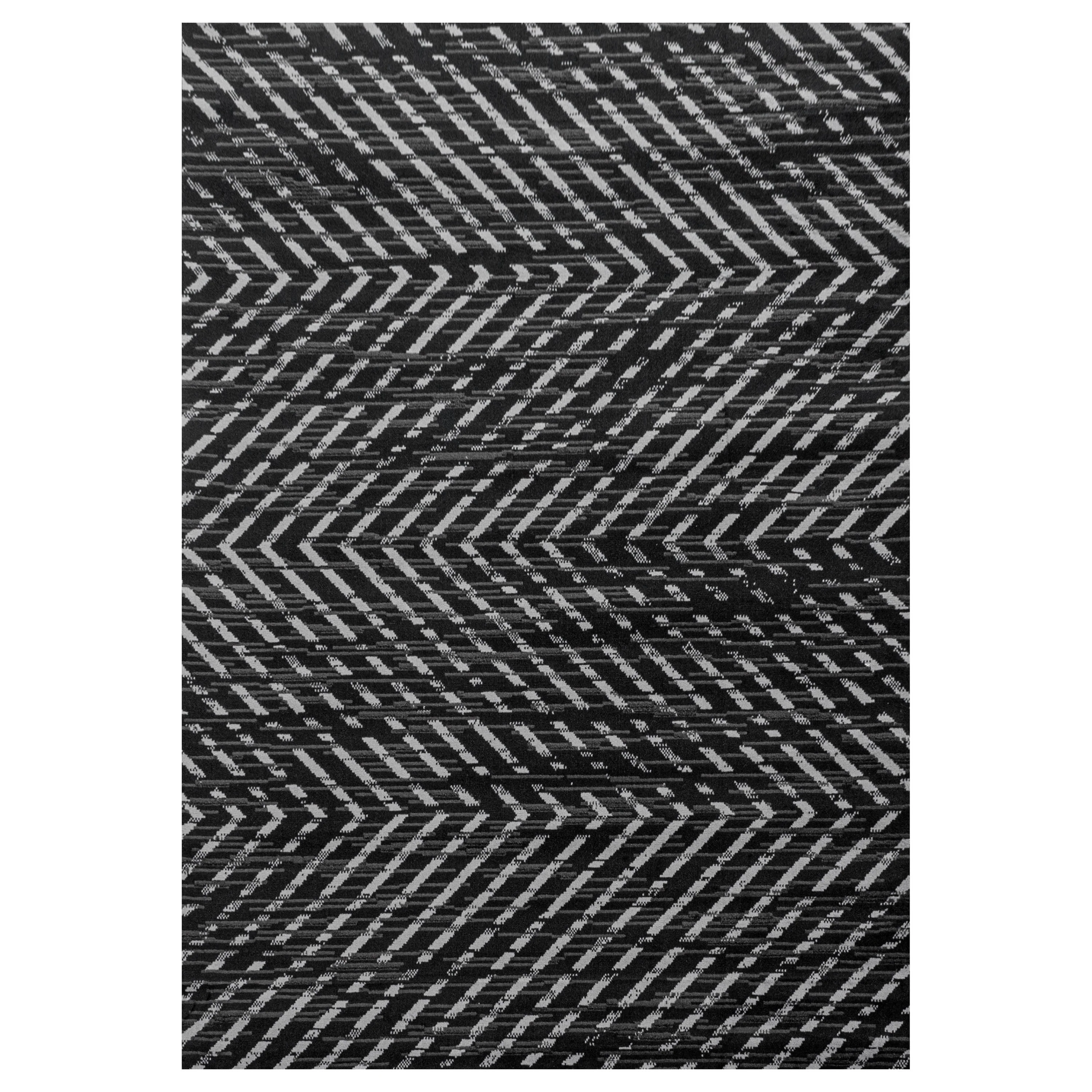 Kurzflor Teppich Schwarz | Modernes Strukturmuster - Image 2
