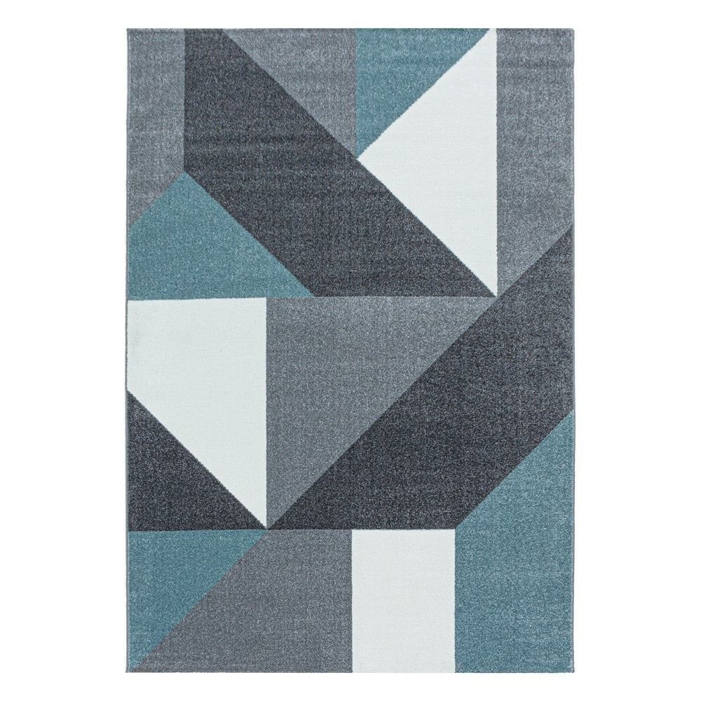 Wohnzimmerteppich Kurzflor Teppich Muster Geometrisch Modern Weich Blau - Image 3