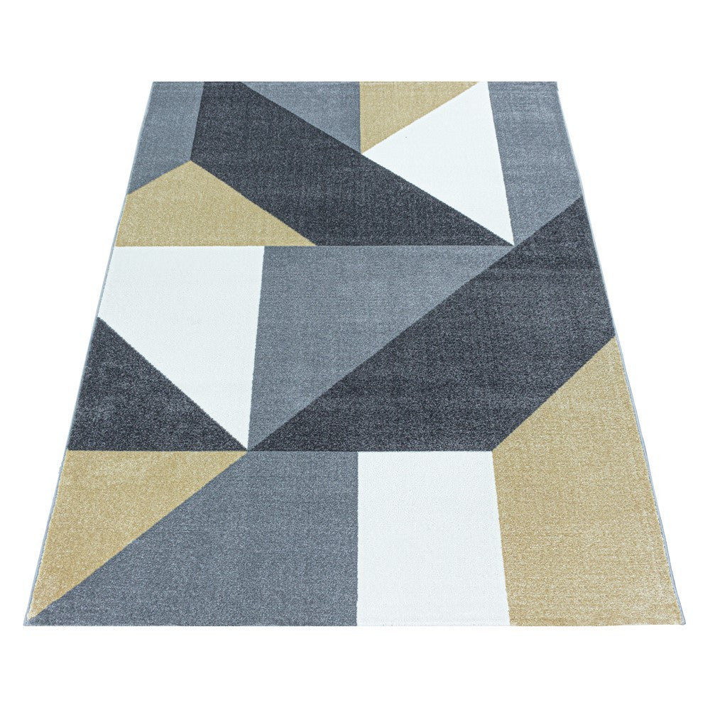 Wohnzimmerteppich Kurzflor Teppich Muster Geometrisch Modern Weich Gelb - Image 2