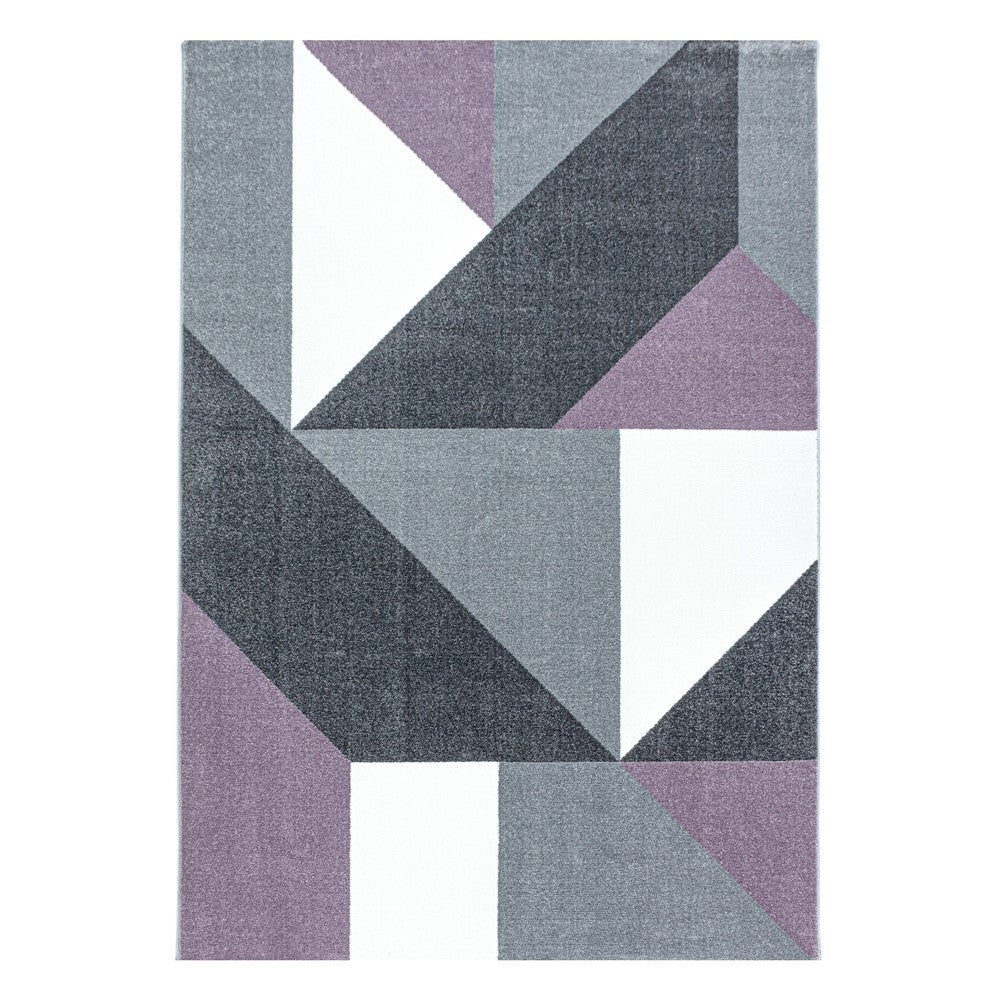 Wohnzimmerteppich Kurzflor Teppich Muster Geometrisch Modern Weich Lila - Image 2