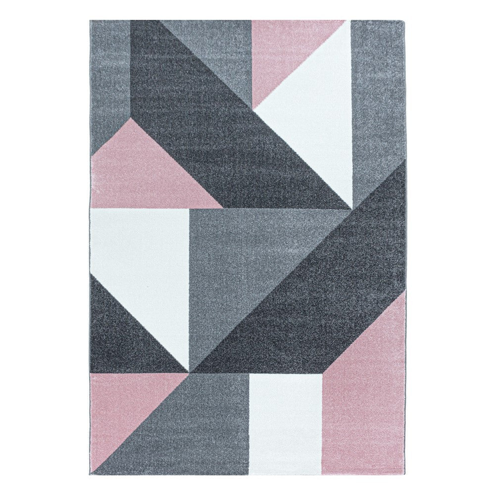 Wohnzimmerteppich Kurzflor Teppich Muster Geometrisch Modern Weich Pink - Image 2