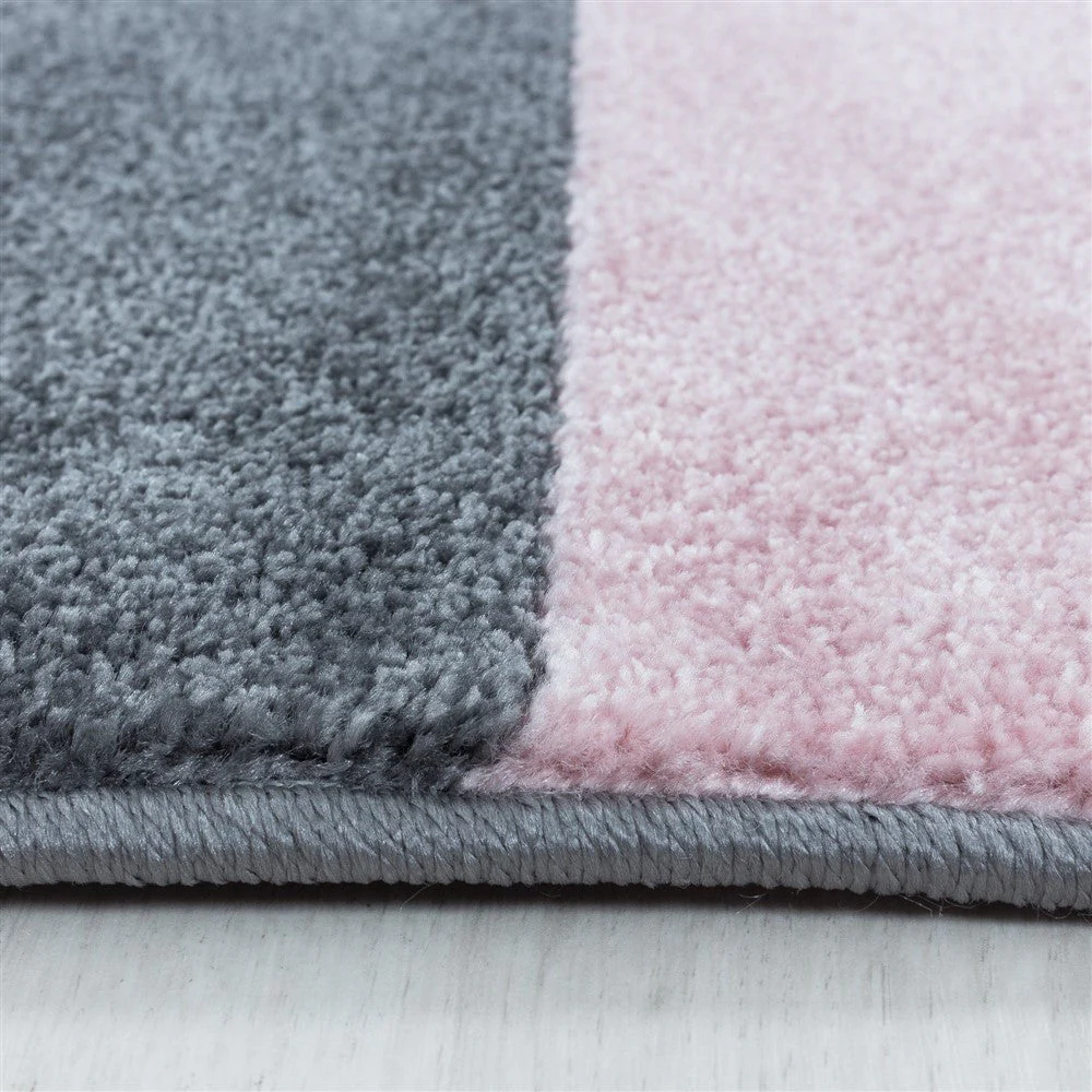Wohnzimmerteppich Kurzflor Teppich Muster Geometrisch Modern Weich Pink - Image 5