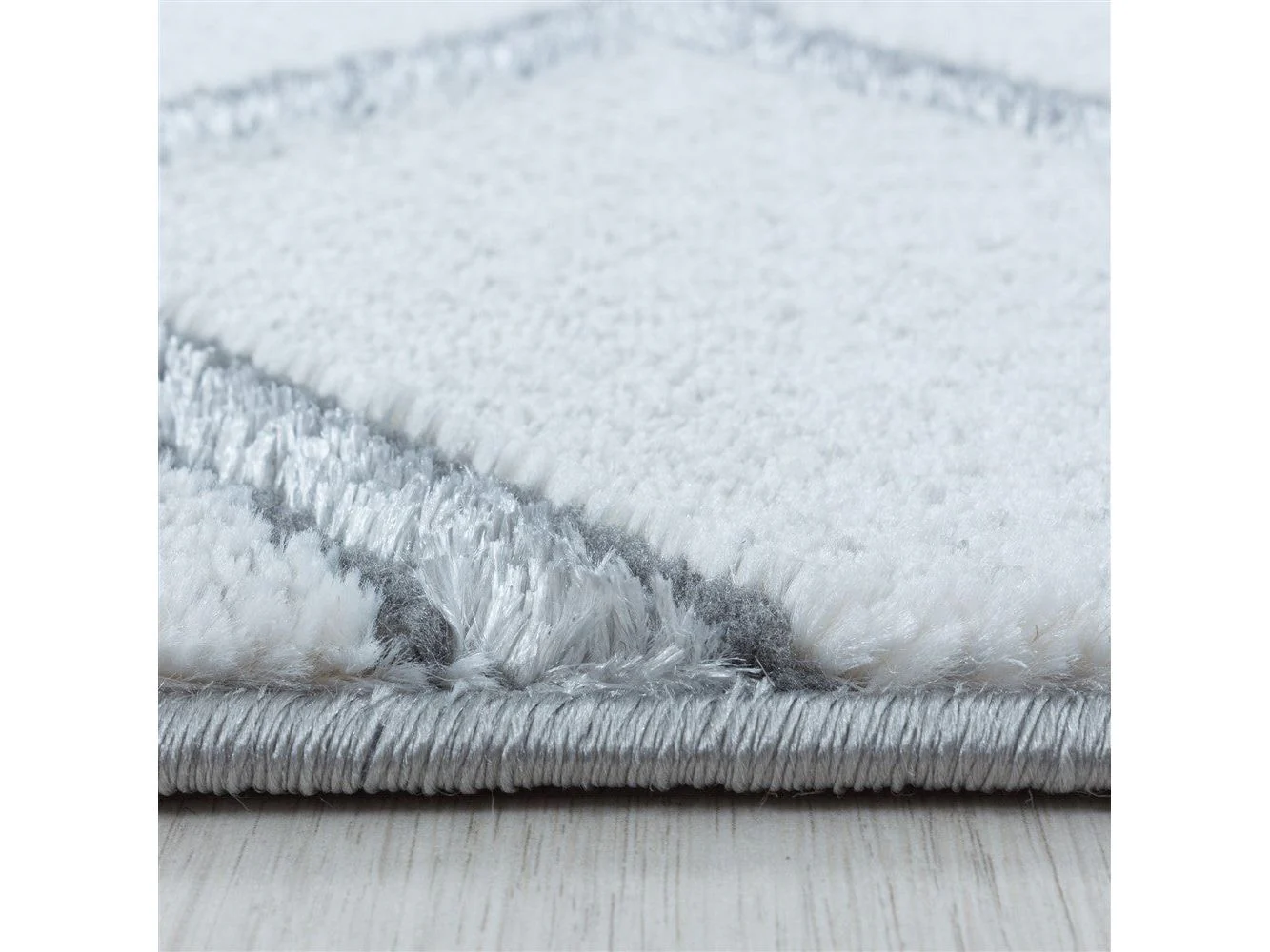 Wohnzimmerteppich Kurzflor Teppich Muster Marmoriert Linien Karo Silber - Image 5