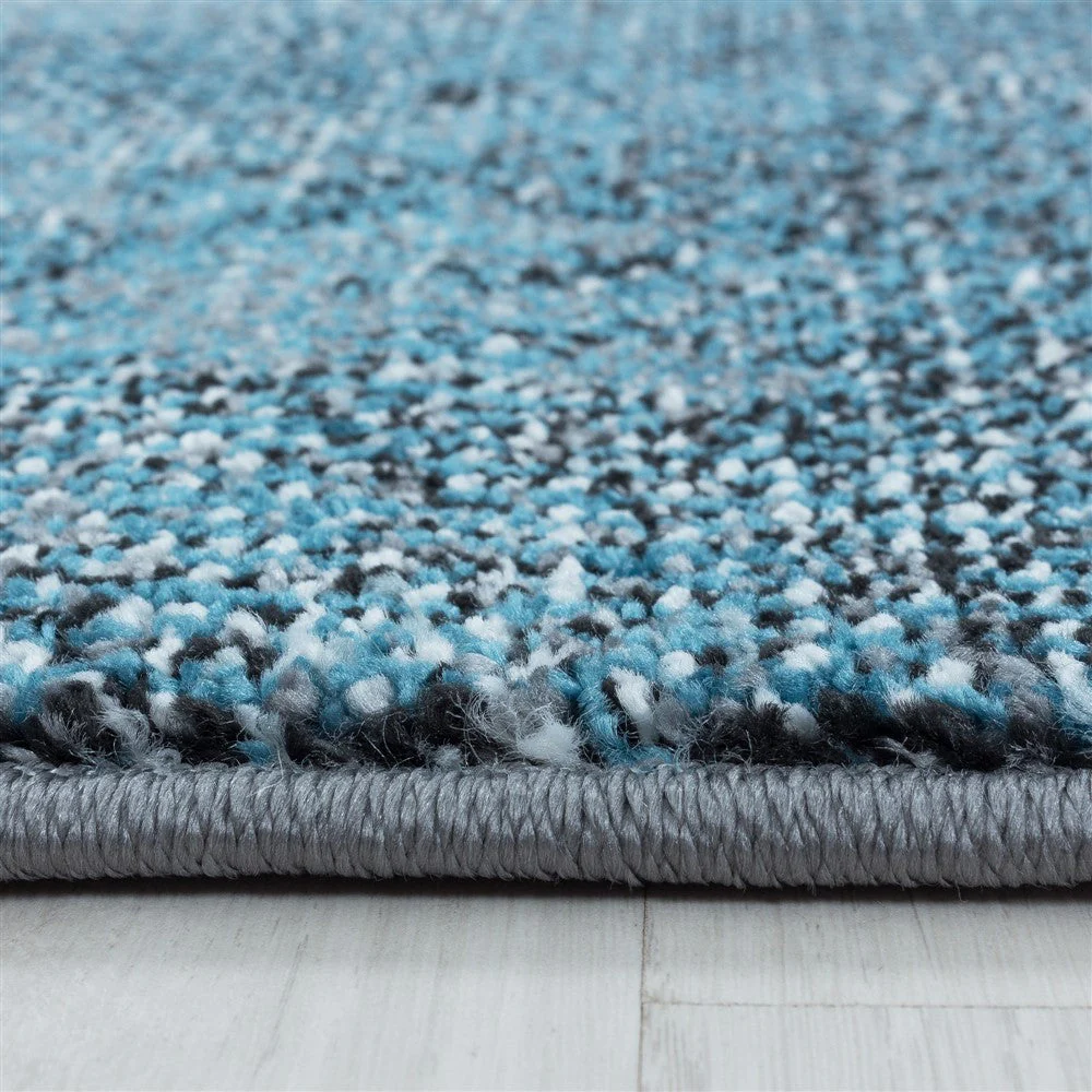 Wohnzimmerteppich Kurzflor Teppich Muster Verwischt Marmoriert Weich Blau - Image 4
