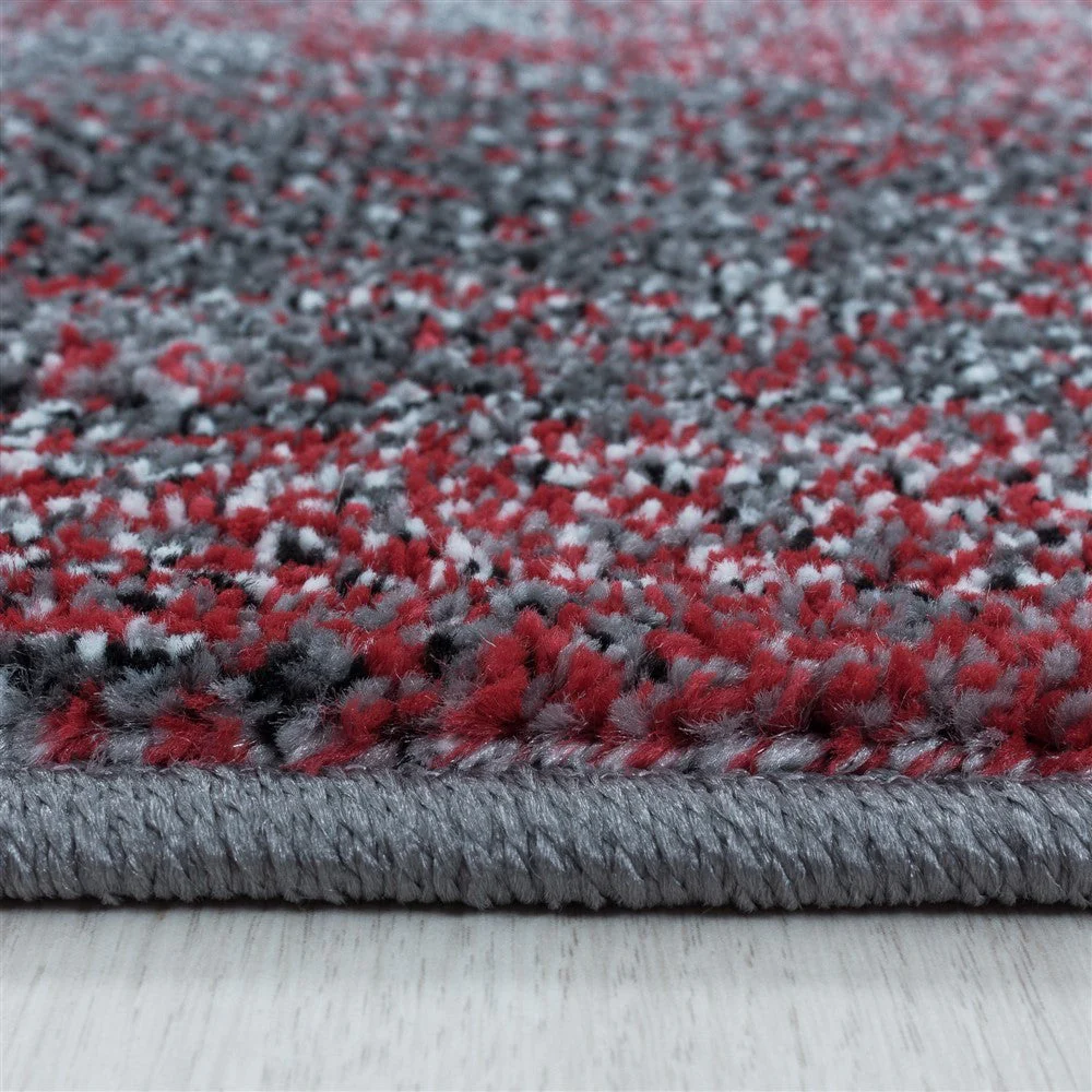 Wohnzimmerteppich Kurzflor Teppich Muster Verwischt Marmoriert Weich Rot - Image 4