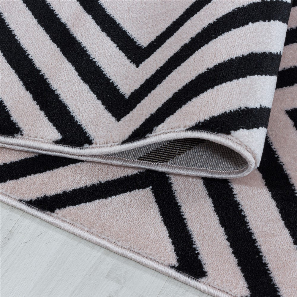 Wohnzimmerteppich Kurzflor Teppich Rauten Gitter Design Soft Flor Pink - Image 5