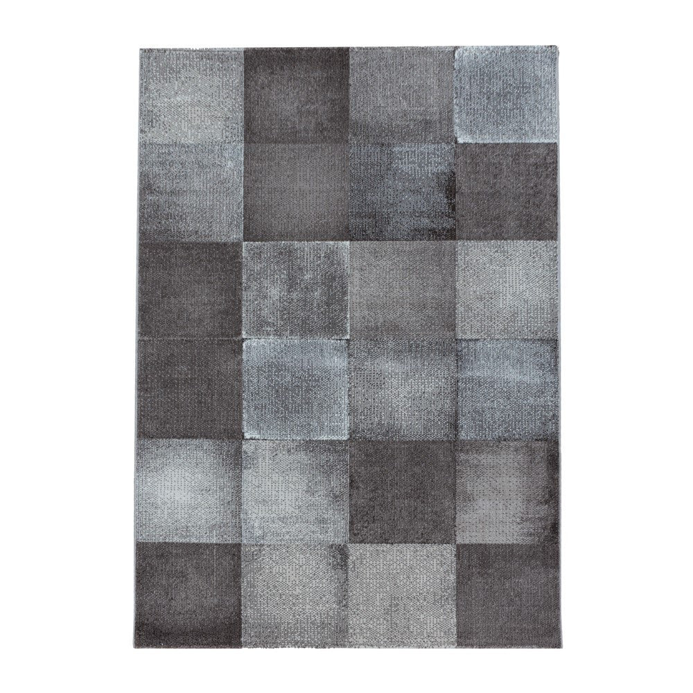 Wohnzimmerteppich Kurzflor Teppich Viereck Gitter Design Braun - Image 2