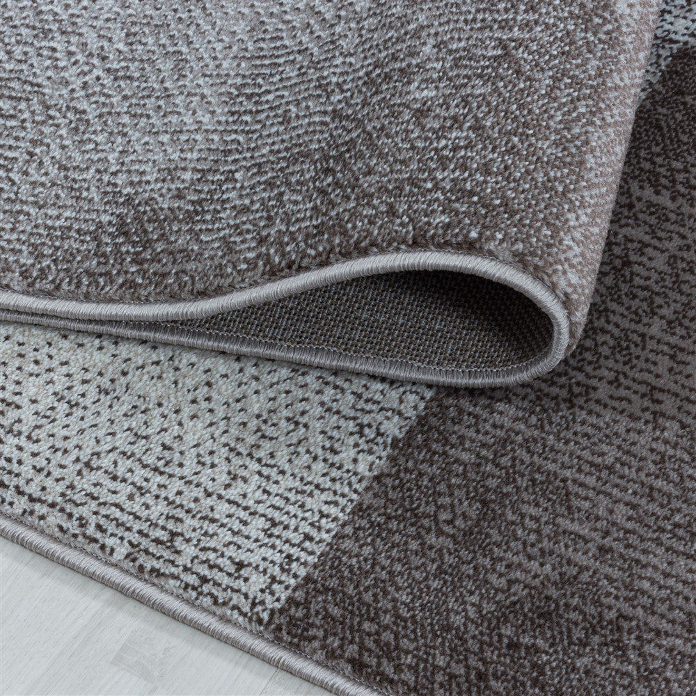 Wohnzimmerteppich Kurzflor Teppich Viereck Gitter Design Braun - Image 5