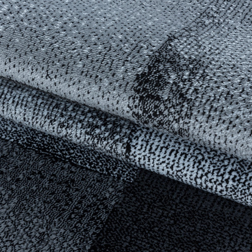 Wohnzimmerteppich Kurzflor Teppich Viereck Gitter Design Schwarz - Image 6
