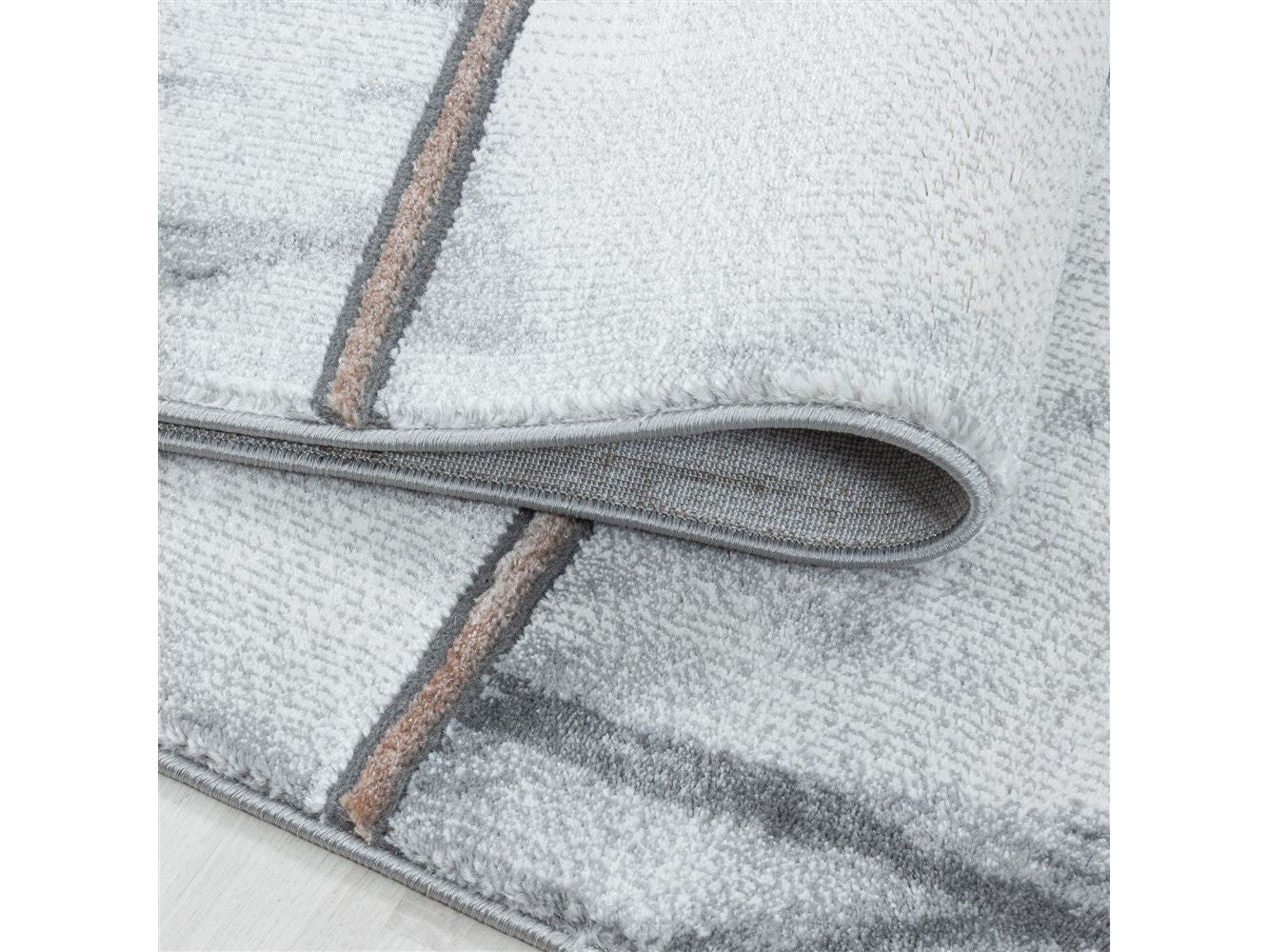 Wohnzimmerteppich Kurzflor Teppich Vierecke Design Marmoriert Bronze - Image 6