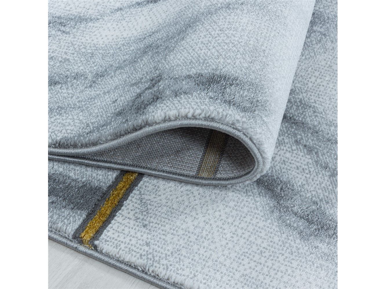 Wohnzimmerteppich Kurzflor Teppich Vierecke Design Marmoriert Gold - Image 4