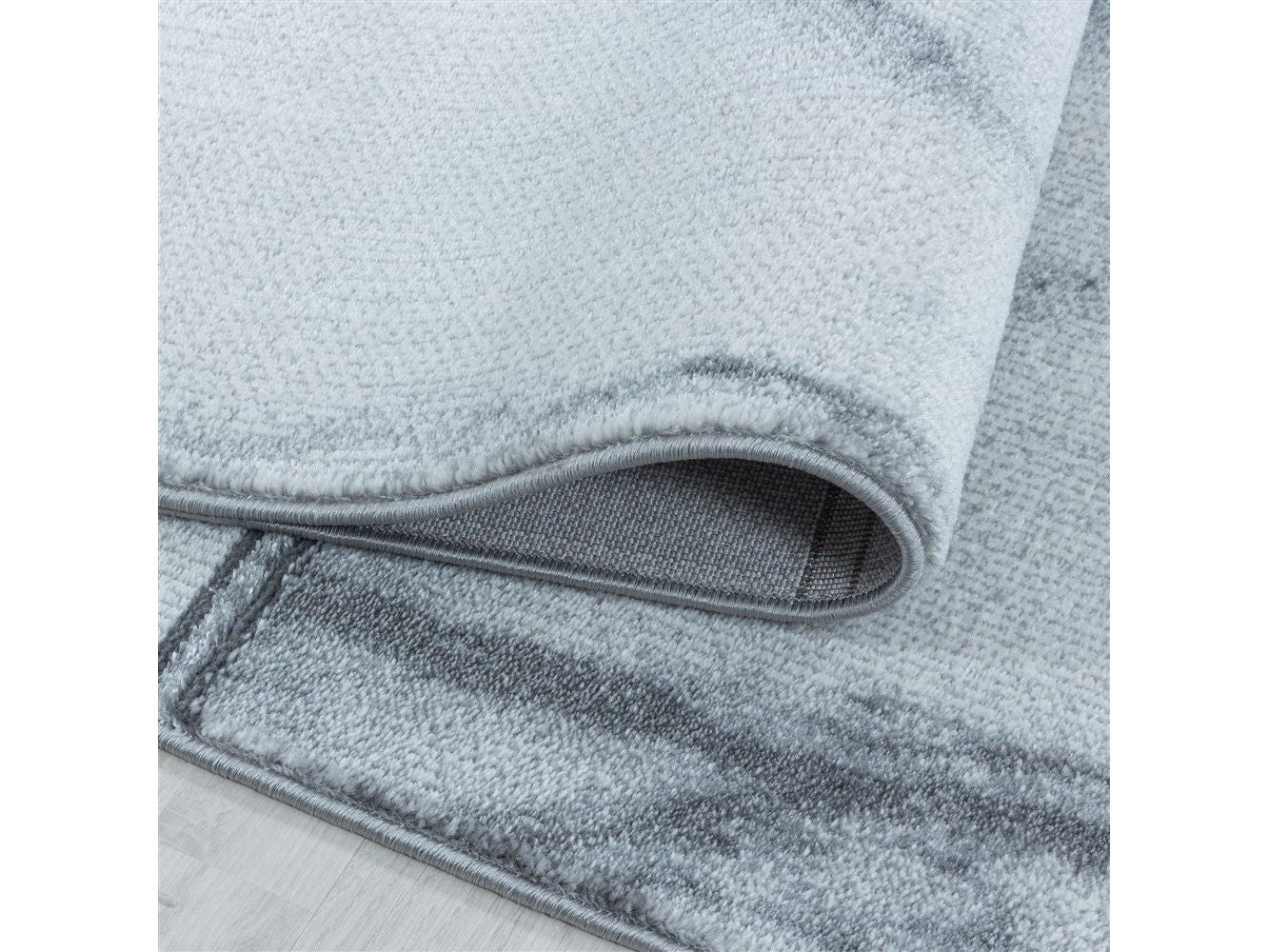 Wohnzimmerteppich Kurzflor Teppich Vierecke Design Marmoriert Silber - Image 4