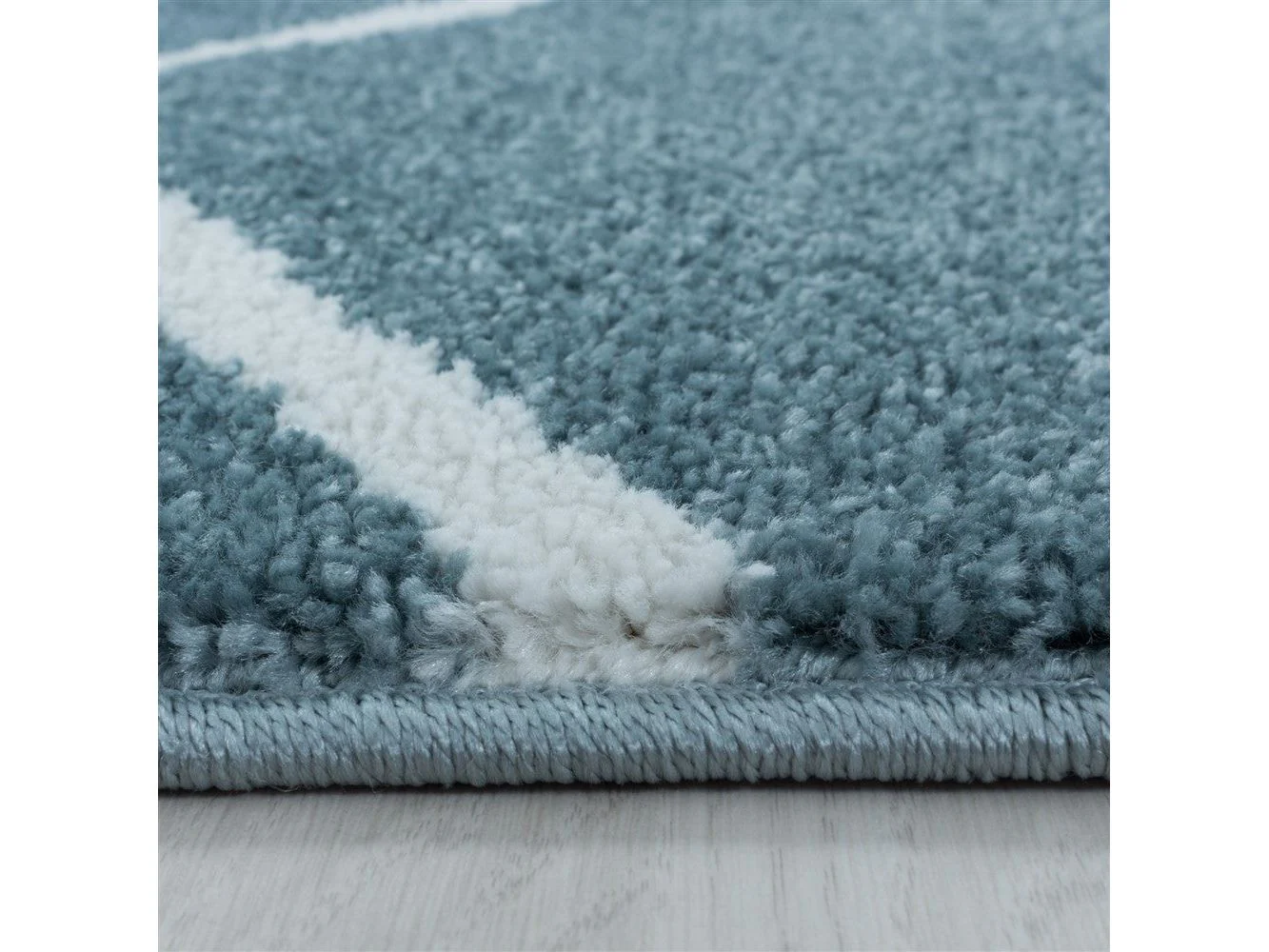 Kurzflor Teppich in Blau: Wellen Linien Design - Image 4