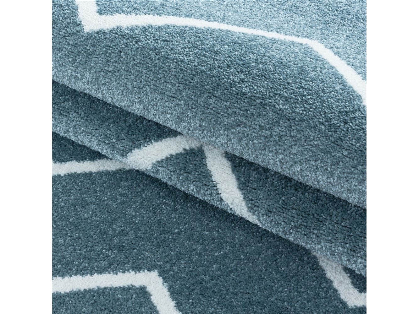 Kurzflor Teppich in Blau: Wellen Linien Design - Image 6
