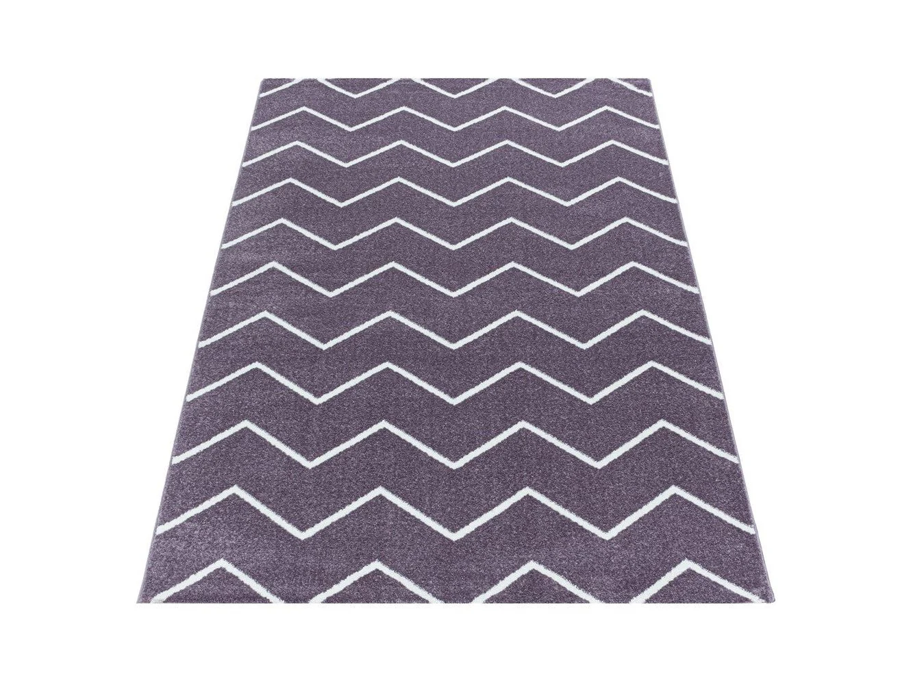 Moderner Kurzflor Teppich in Lila: Wellen Linien Design - Image 2